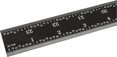 SPI - 24" Long, 1/64, 1/50, 1/32, 1/10" Graduation, Rigid Steel Rule - 3R Graduation Style, 1-1/8" Wide, Black, Black Chrome Finish - Industrial Tool & Supply