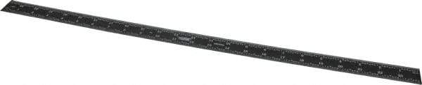 SPI - 24" Long, 1/100, 1/64, 1/32, 1/10" Graduation, Rigid Steel Rule - 5R Graduation Style, 1-1/8" Wide, Black, Black Chrome Finish - Industrial Tool & Supply