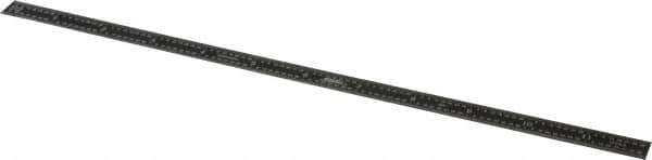 SPI - 12" Long, 1/100, 1/64, 1/50, 1/32" Graduation, Flexible Steel Rule - 16R Graduation Style, 1/2" Wide, Black, Black Chrome Finish - Industrial Tool & Supply