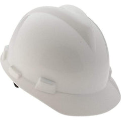 MSA - Hard Hat - LRG WHT W/RATCH SUSP FAS-TRAC V-GARD HARD HAT - Industrial Tool & Supply
