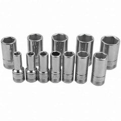 SK - 1/4" Drive Semi-Deep Socket Set - 5 to 15mm, Metric Measurement Standard - Industrial Tool & Supply