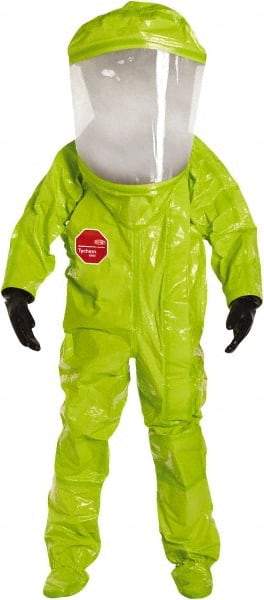 Dupont - Size XL, High Visibility Lime, Chemical, Disposable Encapsulated Suit - Attached Hood, Elastic Ankle, Elastic Wrist - Industrial Tool & Supply