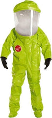 Dupont - Size XL, High Visibility Lime, Chemical, Disposable Encapsulated Suit - Attached Hood, Elastic Ankle, Elastic Wrist - Industrial Tool & Supply