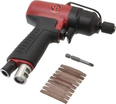 Chicago Pneumatic - 1/4" Bit Holder, 5,600 RPM, Pistol Grip Handle Air Screwdriver - 4.4 to 30 Ft/Lb Torque, 1/4 NPT Inlet, 6.8 CFM - Industrial Tool & Supply
