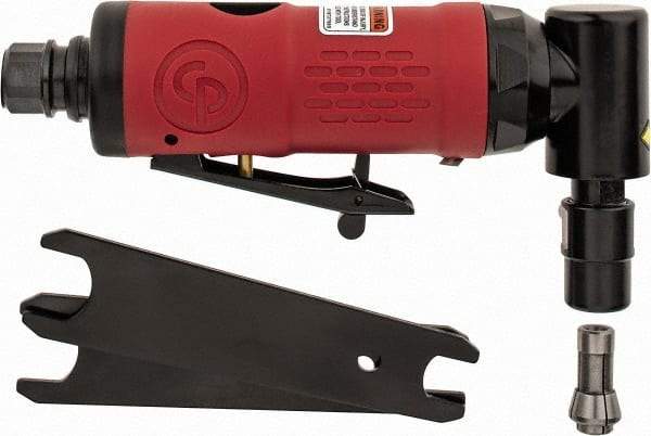 Chicago Pneumatic - 1/4" Collet, Angle Handle, Angle Air Die Grinder - 22,000 RPM, Rear Exhaust, 8.69 CFM, 0.28 hp, 6.21 bar, 1/4" Inlet - Industrial Tool & Supply