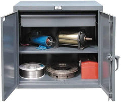 Strong Hold - 1 Shelf 1 Bin Locking Storage Cabinet - Steel, 48" Wide x 24" Deep x 36" High, Dark Gray - Industrial Tool & Supply
