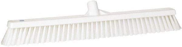 Vikan - 24" Combo Duty Synthetic Push Broom - 2" Bristle Length, Plastic Block, European Threaded Handle Connection - Industrial Tool & Supply