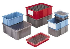 LEWISBins+ - 0.51 Cu Ft, 40 Lb Load Capacity Gray Polyethylene Dividable Container - Stacking, 16-1/2" Long x 10.9" Wide x 7" High - Industrial Tool & Supply