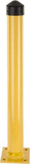 Eagle - 4-1/2" Diam x 42" High, Yellow Steel Bollard - 8" Wide x 8" Long Mounting Plate, 50 Lb - Industrial Tool & Supply