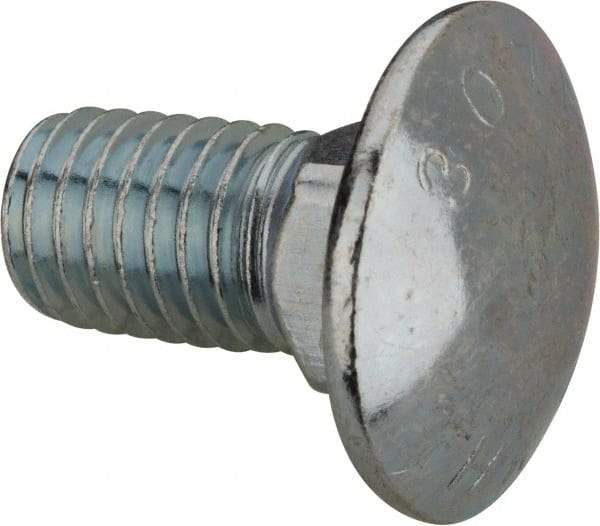 Value Collection - 1/2-13 UNC 1" Length Under Head, Standard Square Neck, Carriage Bolt - Grade 2 Steel, Zinc-Plated Finish - Industrial Tool & Supply