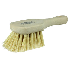 8″ Utility Scrub Brush, White Tampico Fill, Short Handle, Foam Block - Industrial Tool & Supply