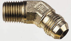 Parker - 1/2" Tube OD, 37° Steel Flared Tube Male 45° Elbow - 3/4 NPTF, Flare x MNPTF Ends - Industrial Tool & Supply