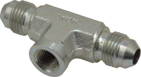Parker - 5/16" Tube OD, 37° Steel Flared Tube Female Branch Tee - 1/8 NPTF, Flare x FNPTF Ends - Industrial Tool & Supply