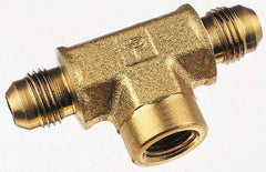 Parker - 5/8" Tube OD, 37° Steel Flared Tube Female Branch Tee - 1/2 NPTF, Flare x FNPTF Ends - Industrial Tool & Supply