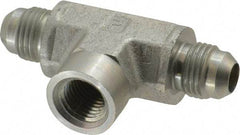 Parker - 3/8" Tube OD, 37° Steel Flared Tube Female Branch Tee - 1/4 NPTF, Flare x FNPTF Ends - Industrial Tool & Supply