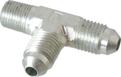 Parker - 1/4" Tube OD, 37° Steel Flared Tube Male Run Tee - 1/8 NPTF, Flare x MNPTF Ends - Industrial Tool & Supply