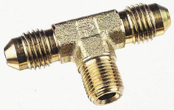 Parker - 5/16" Tube OD, 37° Steel Flared Tube Male Branch Tee - 1/8 NPTF, Flare x MNPTF Ends - Industrial Tool & Supply