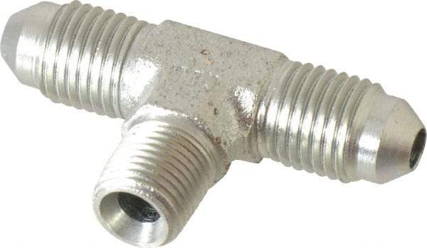Parker - 1/4" Tube OD, 37° Steel Flared Tube Male Branch Tee - 1/8 NPTF, Flare x MNPTF Ends - Industrial Tool & Supply