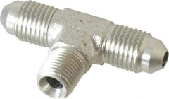 Parker - 1/4" Tube OD, 37° Steel Flared Tube Male Branch Tee - 1/8 NPTF, Flare x MNPTF Ends - Industrial Tool & Supply
