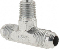 Parker - 3/8" Tube OD, 37° Steel Flared Tube Male Branch Tee - 1/4 NPTF, Flare x MNPTF Ends - Industrial Tool & Supply