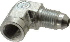 Parker - 1/4" Tube OD, 37° Steel Flared Tube Female Elbow - 1/8 NPTF, Flare x FNPTF Ends - Industrial Tool & Supply