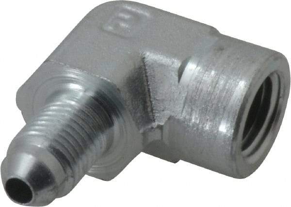 Parker - 1/4" Tube OD, 37° Steel Flared Tube Female Elbow - 1/4 NPTF, Flare x FNPTF Ends - Industrial Tool & Supply
