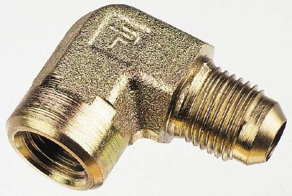 Parker - 3/8" Tube OD, 37° Steel Flared Tube Female Elbow - 1/8 NPTF, Flare x FNPTF Ends - Industrial Tool & Supply