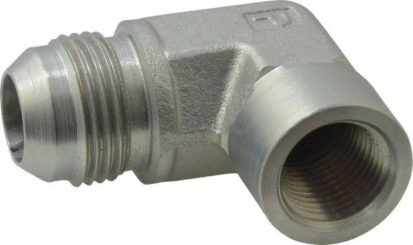 Parker - 3/4" Tube OD, 37° Steel Flared Tube Female Elbow - 1/2 NPTF, Flare x FNPTF Ends - Industrial Tool & Supply