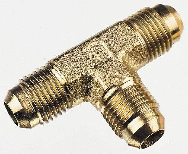 Parker - 1/8" Tube OD, 37° Steel Flared Tube Union Tee - Flare x Flare x Flare Ends - Industrial Tool & Supply