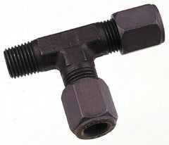 Parker - Metal Flareless Bite Tube Male Run Tee - 1/2 NPTF - Industrial Tool & Supply