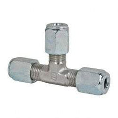 Parker - Metal Flareless Bite Tube Union Tee - 1/4 NPTF - Industrial Tool & Supply