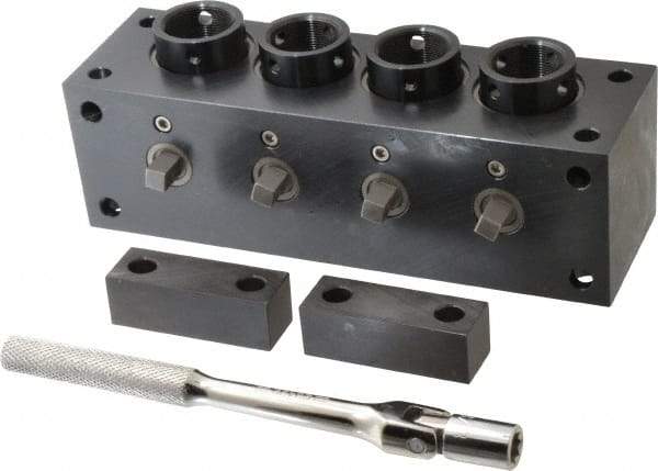 Yuasa - Series 5C, Horizontal Multi-Collet Chuck Block - Manually Activated, 3" Base Diam Width - Industrial Tool & Supply