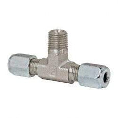 Parker - Metal Flareless Bite Tube Male Branch Tee - 1/4 NPTF - Industrial Tool & Supply