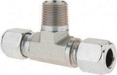 Parker - Metal Flareless Bite Tube Male Branch Tee - 1/2 NPTF - Industrial Tool & Supply