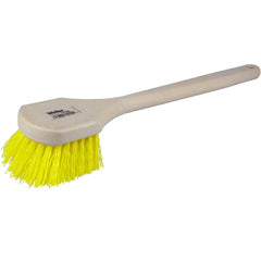 20″ Utility Scrub Brush, Yellow Polypropylene Fill, Long Handle, Foam Block - Industrial Tool & Supply