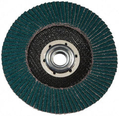 3M - 120 Grit, 7" Disc Diam, 5/8-11 Center Hole, Type 27 Zirconia Alumina Flap Disc - Cloth Backing, Arbor Attaching System, Coated - Industrial Tool & Supply