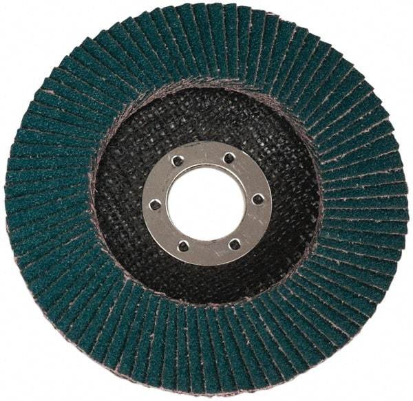 3M - 36 Grit, 4-1/2" Disc Diam, 7/8" Center Hole, Type 27 Zirconia Alumina Flap Disc - Cloth Backing, Arbor Attaching System, Coated - Industrial Tool & Supply