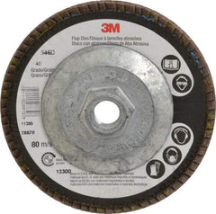 3M - 40 Grit, 4-1/2" Disc Diam, 5/8-11 Center Hole, Type 29 Zirconia Alumina Flap Disc - Cloth Backing, Arbor Attaching System, Coated - Industrial Tool & Supply