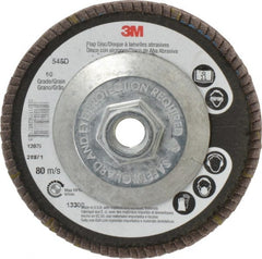 3M - 4-1/2" 60 Grit 5/8-11 Center Hole Type 29 Zirconia Alumina Flap Disc - Industrial Tool & Supply