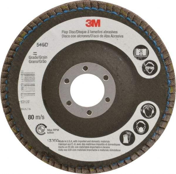 3M - 40 Grit, 4-1/2" Disc Diam, 7/8 Center Hole, Type 29 Zirconia Alumina Flap Disc - Cloth Backing, Arbor Attaching System, Coated - Industrial Tool & Supply