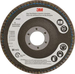 3M - 40 Grit, 4-1/2" Disc Diam, 7/8 Center Hole, Type 29 Zirconia Alumina Flap Disc - Cloth Backing, Arbor Attaching System, Coated - Industrial Tool & Supply