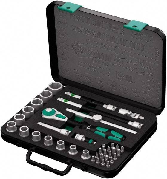 Wera - 38 Piece 3/8" Drive Socket & Bit Set - Comes in Molded Steel Case with High Density Foam Insert - Industrial Tool & Supply