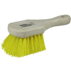 8″ Utility Scrub Brush, Yellow Polypropylene Fill, Short Handle, Foam Block - Industrial Tool & Supply