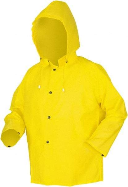 MCR Safety - Size 3XL, Yellow, Rain Jacket - 2 Pockets, Attached Hood - Industrial Tool & Supply