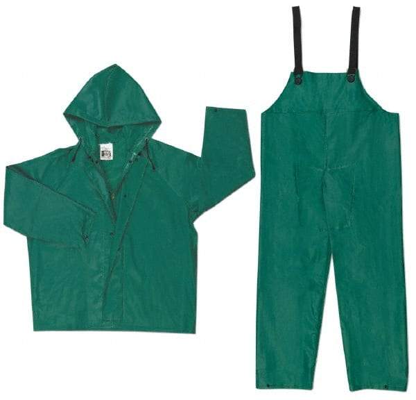 MCR Safety - Size L, Green, Chemical, Rain, Disposable Encapsulated Suit - Attached Hood - Industrial Tool & Supply