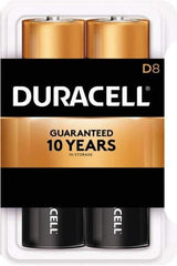 Duracell - Size D, Alkaline, 8 Pack, Standard Battery - 1.5 Volts, Button Tab Terminal - Industrial Tool & Supply