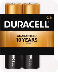 Duracell - Size C, Alkaline, 8 Pack, Standard Battery - 1.5 Volts, Button Tab Terminal - Industrial Tool & Supply