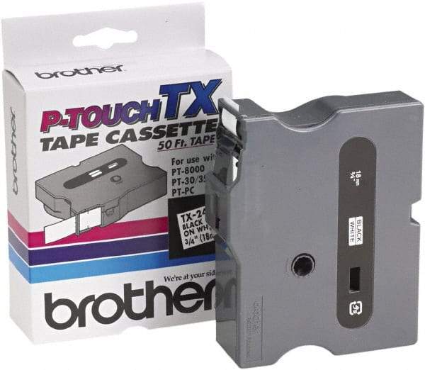 Brother - 3/4" Wide x 600" Long, White Tape Cassette - For Label Maker - Industrial Tool & Supply