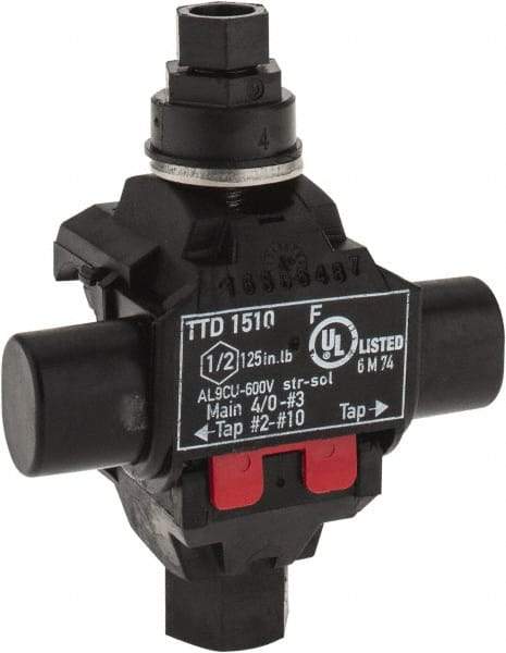 Ideal - 10 to 2 (Tap), 3 to 4/0 (Run) AWG Compatible, Tap Connector - 2.2" OAL x 1.8" OAW x 3.1" OAH - Industrial Tool & Supply