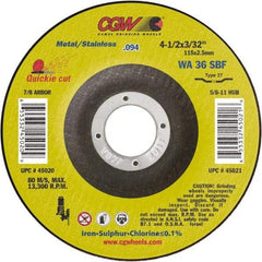 Camel Grinding Wheels - 7" 36 Grit Aluminum Oxide Cutoff Wheel - 3/32" Thick, 7/8" Arbor, 8,500 Max RPM - Industrial Tool & Supply